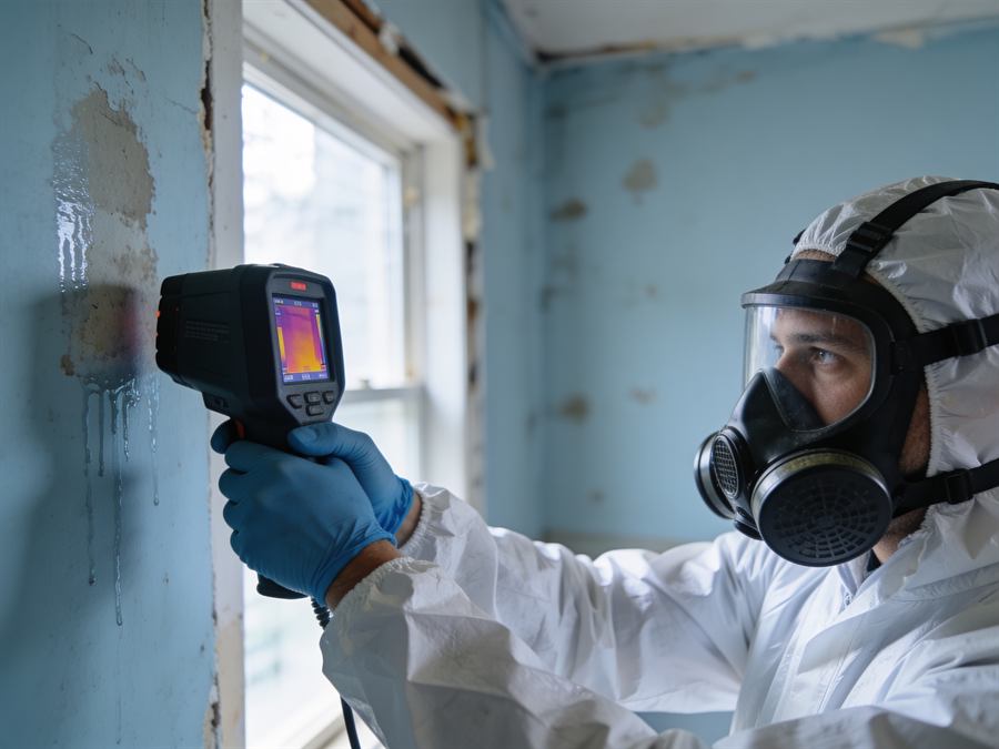 Technician using a thermal camera